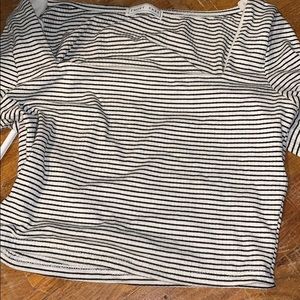 Striped long sleeve square neck crop top
